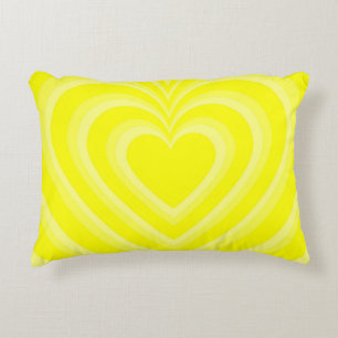 Neon Yellow Hypnotic Herz Liebe Pattern Dekokissen