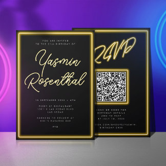 Neon Yellow Lights Black Modern UAWG Geburtstag Einladung