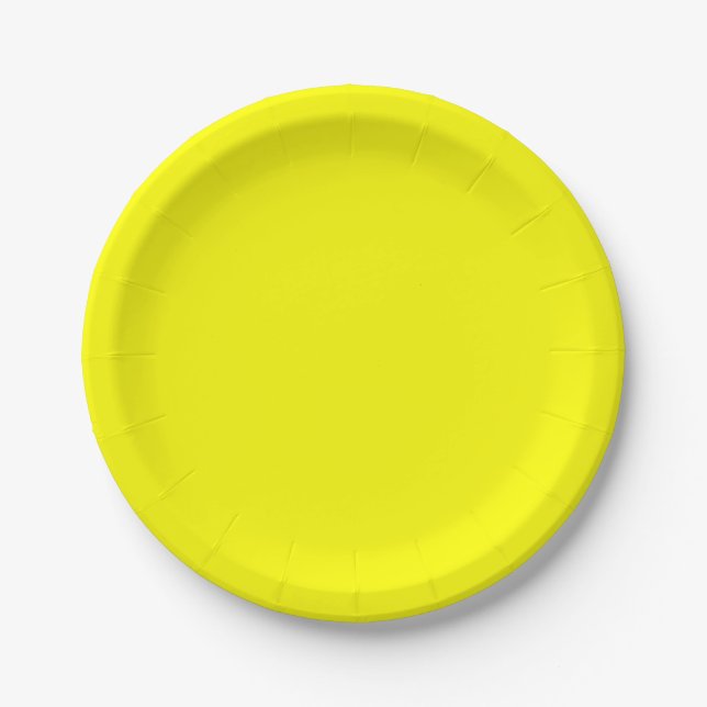 Neon Yellow Solid Color Pappteller (Vorderseite)
