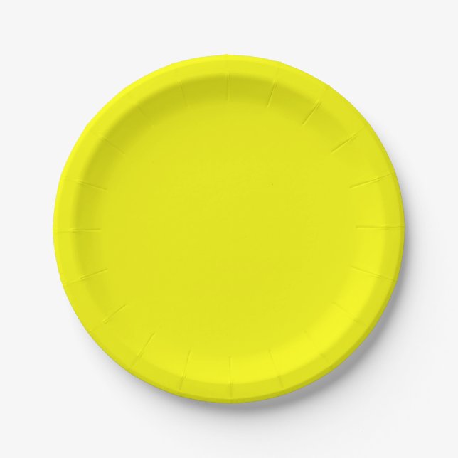 Neon Yellow Solid Color Pappteller (Vorderseite)