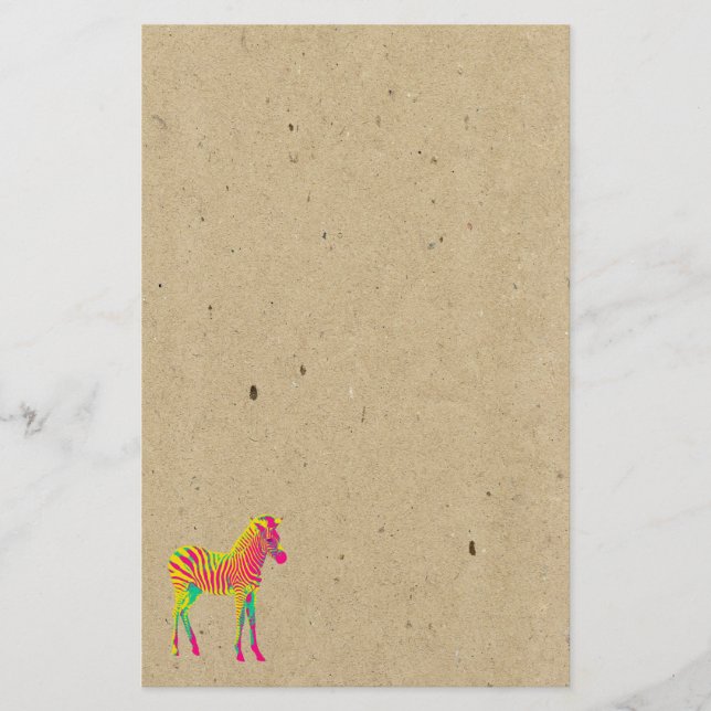 Neon Zebra Baby Animal Psychedelic Funky Retro Briefpapier (Vorderseite)