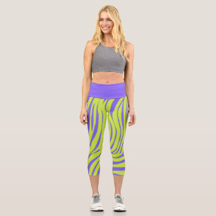 Neon-Zebra-Muster-Mode-Leggings Capri Leggings