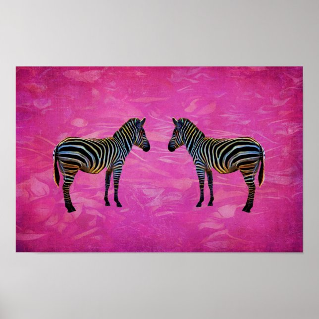 Neon Zebra Reflection Poster (Vorne)