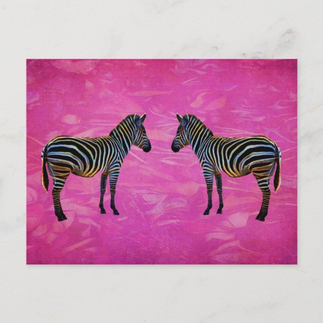 Neon Zebra Reflection Postkarte (Vorderseite)