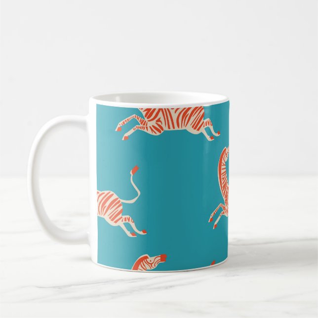 Neon Zebra: Retro farblos, nahtlos Kaffeetasse (Links)