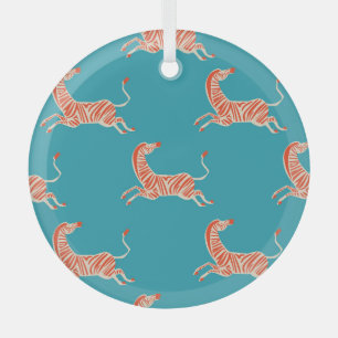 Neon Zebra: Retro farblos, nahtlos Ornament Aus Glas