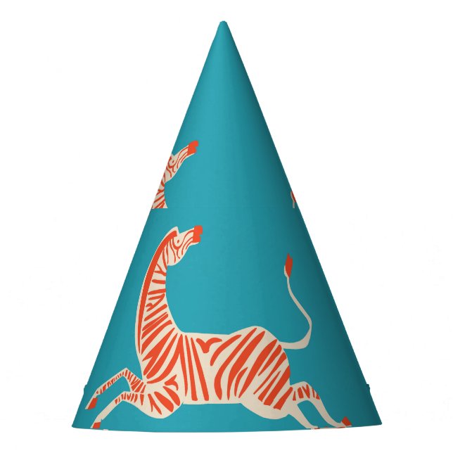 Neon Zebra: Retro farblos, nahtlos Partyhütchen (Vorderseite)