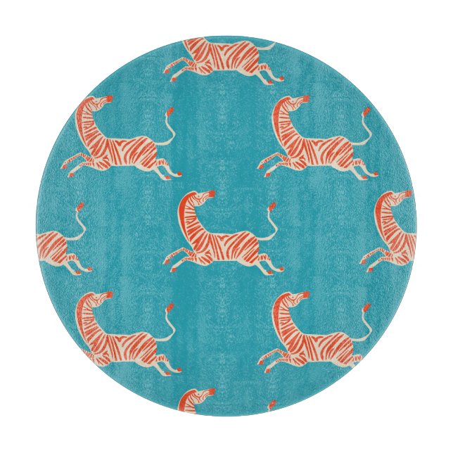 Neon Zebra: Retro farblos, nahtlos Schneidebrett (Vorderseite)