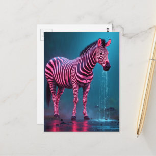 Neon-Zebra schüttelt den Regen ab Postkarte