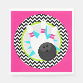 Neon Zickzack Bowling Party Paper Napkins Serviette