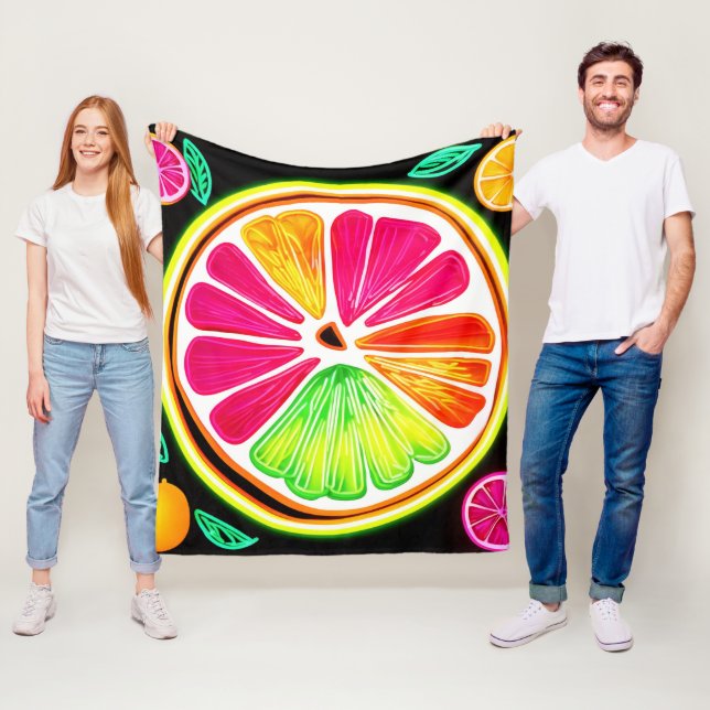 Neon-Zitrusfrucht-Party Fleecedecke (Beispiel)