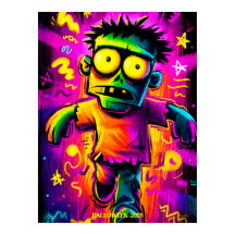 Neon Zombie - Cartoon Pop Art Halloween Monster