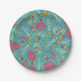 Neon Zombie Paper Cup - Halloween-Party Pappteller