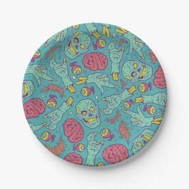 Neon Zombie Paper Cup - Halloween-Party Pappteller (Vorderseite)