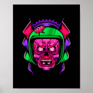 Neon-Zombie-Reiter-Totenkopf-Kunst Poster