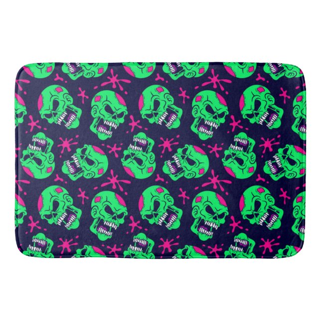 Neon Zombie Skulls Pattern Badematte (Vorderseite)