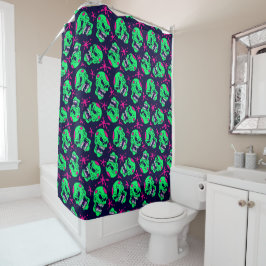 Neon Zombie Skulls Pattern Duschvorhang