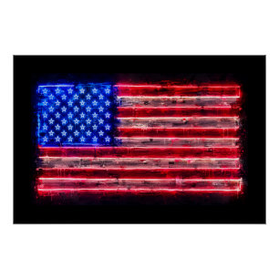 Neonamerikanische Flagge Poster