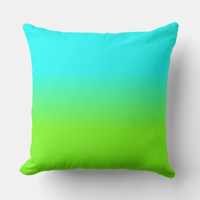 Neonaqua und grüne Ombré Schatten-Neonfarbe Kissen (Vorderseite)