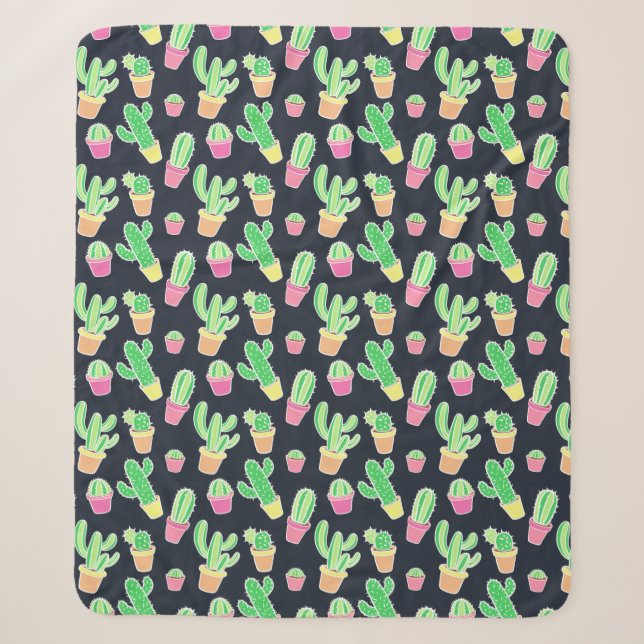NeonAquarell-Kakteen im Topf-Muster Sherpadecke (Vorderseite)
