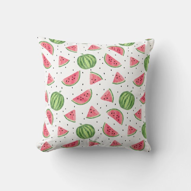 NeonAquarell-Wassermelone-Muster Kissen (Vorderseite)