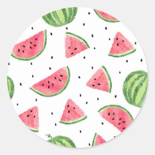 NeonAquarell-Wassermelone-Muster Runder Aufkleber