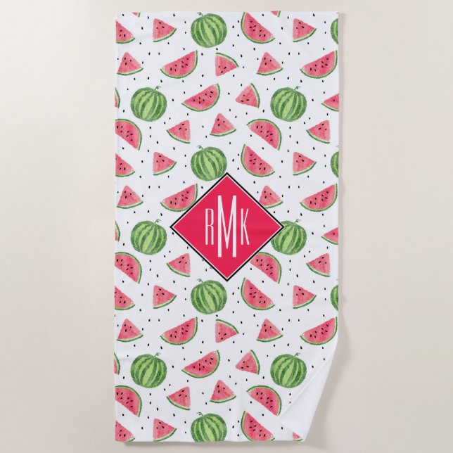 NeonAquarell-Wassermelone-Muster Strandtuch (Vorderseite)