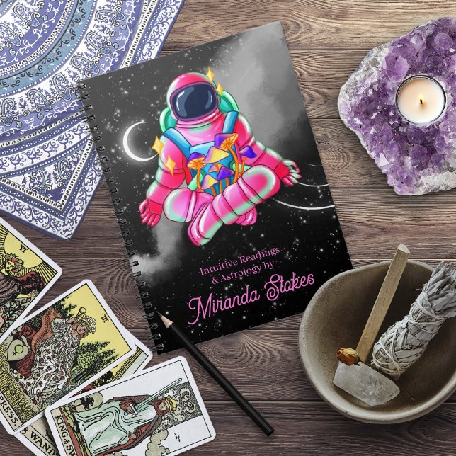 Neonatronin Outer Space Night Sky Pink Notizblock (Neon Astronaut Outer Space Night Sky Pink Notebook)