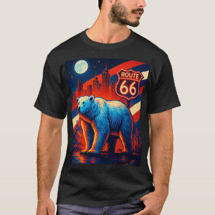 Neonbär auf Route 66 – Retro-Reise-Grafik-T-Shirt T-Shirt