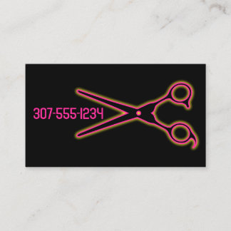 Neonbarberschere Friseursalon Visitenkarte