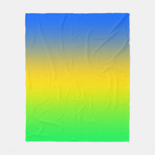 Neonblau, gelb, grüner Farbverlauf, ombre. Fleecedecke
