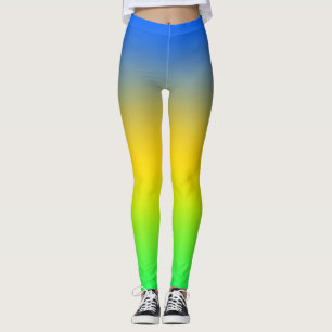 Neonblau, gelb, grüner Farbverlauf, ombre. Leggings