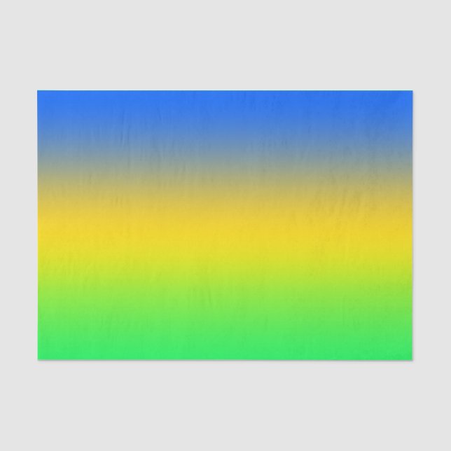 Neonblau, gelb, grüner Farbverlauf, ombre. Seidenpapier (Vorderseite)