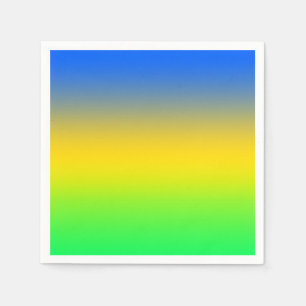 Neonblau, gelb, grüner Farbverlauf, ombre. Serviette