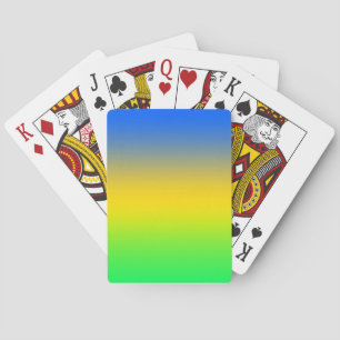 Neonblau, gelb, grüner Farbverlauf, ombre. Spielkarten