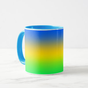 Neonblau, gelb, grüner Farbverlauf, ombre. Tasse