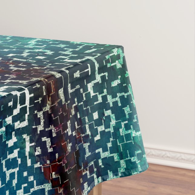 Neonblau-Mosaik über grobkörniges Glas Tischdecke (Beispiel)