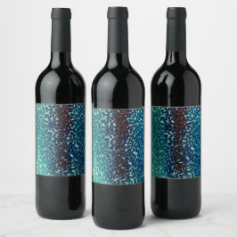 Neonblau-Mosaik über grobkörniges Glas Weinetikett