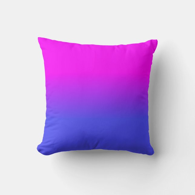 Neonblau und Pink Ombré Schatten-Farbe verblassen Kissen (Vorderseite)