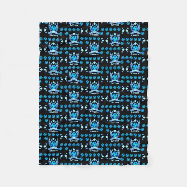 Neonblauer Fußball | Coole individuelle Geschenke  Fleecedecke (Vorderseite)