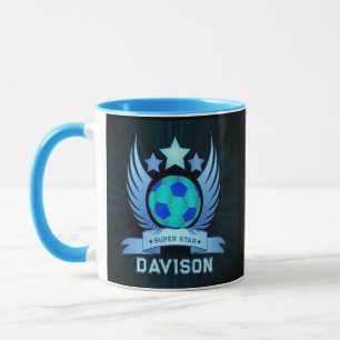 Neonblauer Fußball Coole individuelle Geschenke Tasse