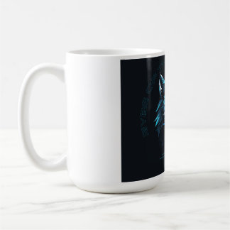 Neonblaues geometrisches Wolf-T-Shirt Kaffeetasse