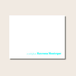 Neonblaues minimalistisches personalisiertes Name Mitteilungskarte