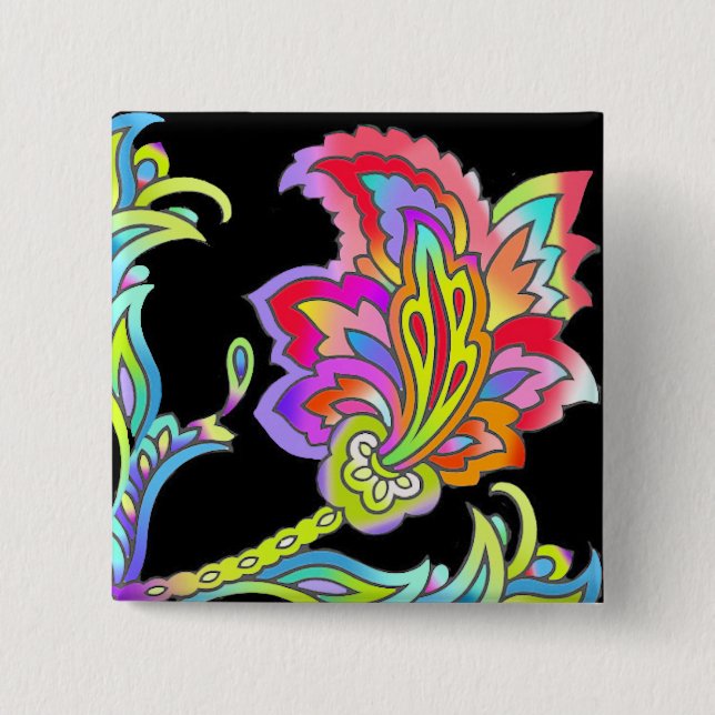 Neonblumen Button (Vorderseite)