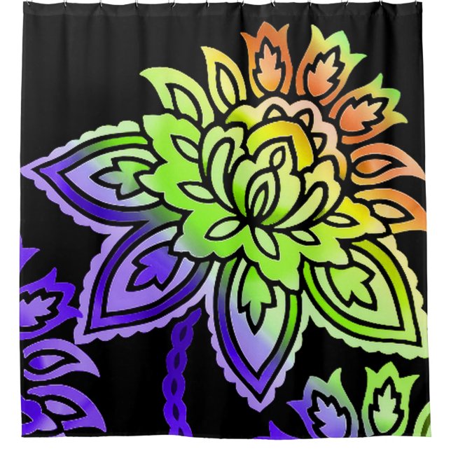 Neonblumen Duschvorhang (Vorderseite)