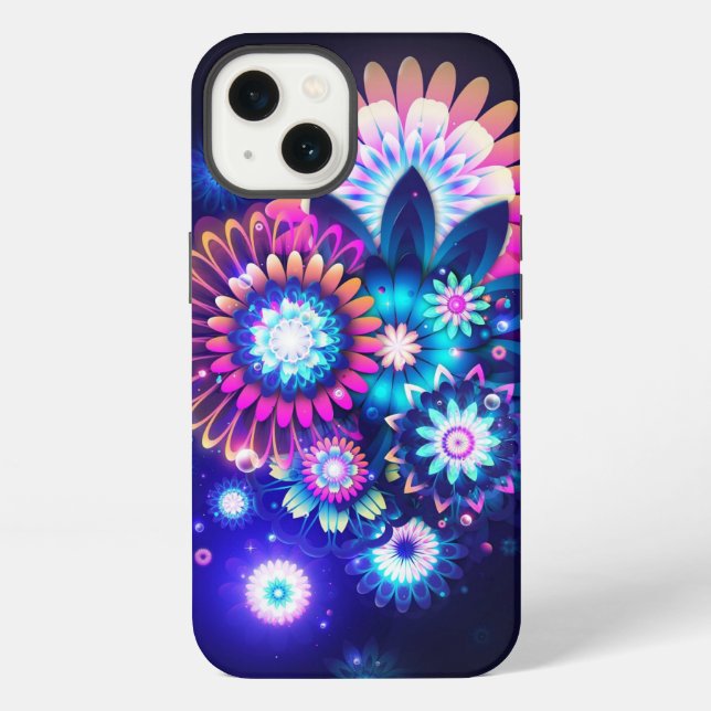 Neonblumen iPhone Hülle (Rückseite)