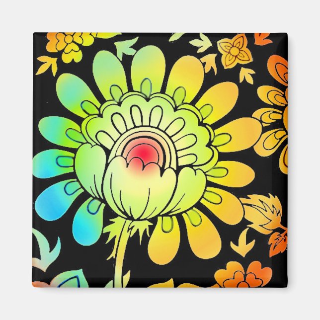 Neonblumen Magnet (Vorne)