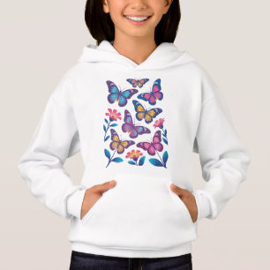 Neonblumen mit sechs leuchtenden Schmetterlingen Hoodie