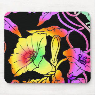 Neonblumen Mousepad