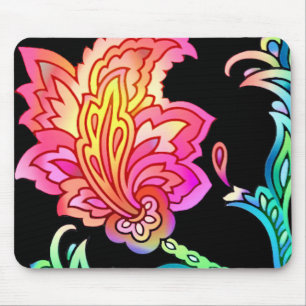 Neonblumen Mousepad
